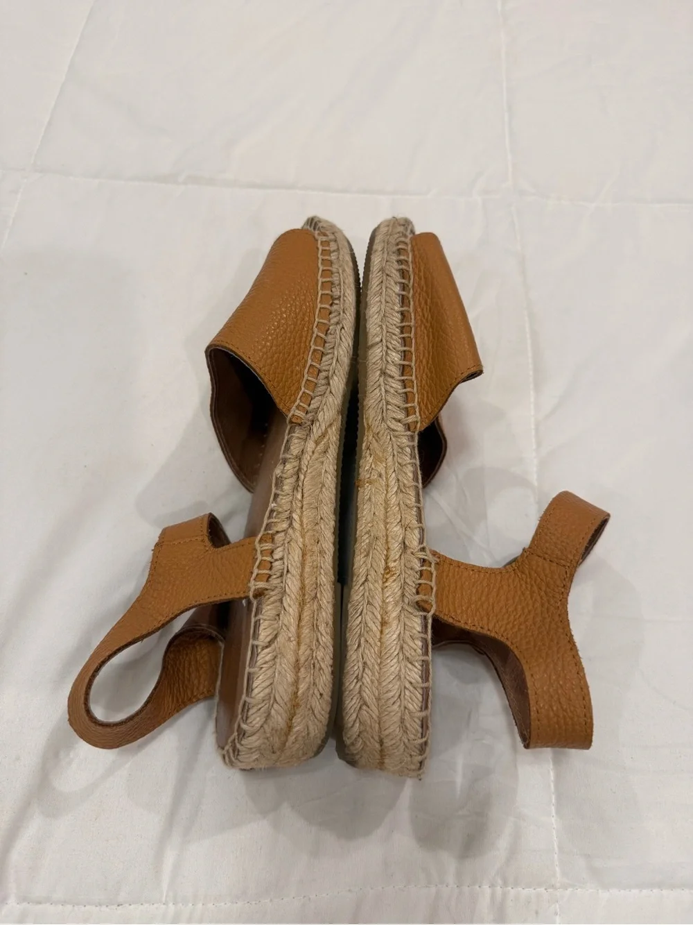 Soludos Eden Espadrille Sandals Camel Tan Leather Ankle Strap Size 8